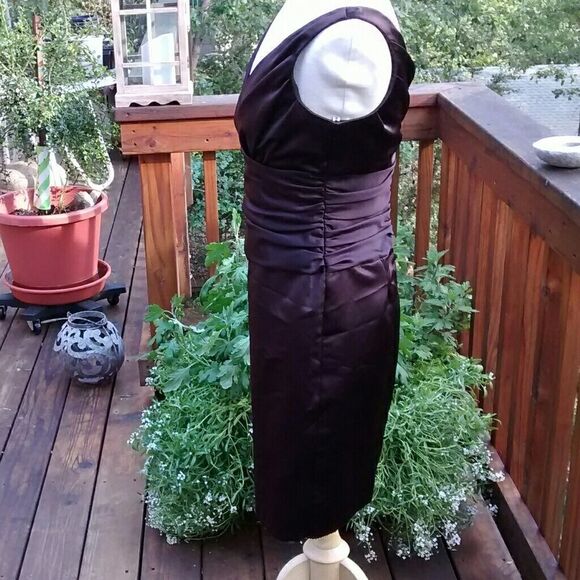 David's Bridal  Brown Satin Dress - Picture 3 of 8